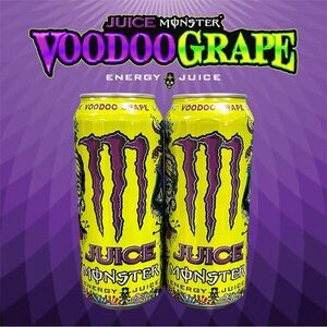 *VIRAL* MONSTER Energy Juice VOODOO GRAPE Drink (2 Cans of 16floz/473mL)